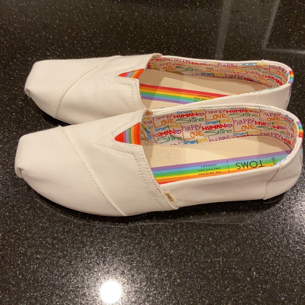 White Canvas Toms Size W10 - image 2